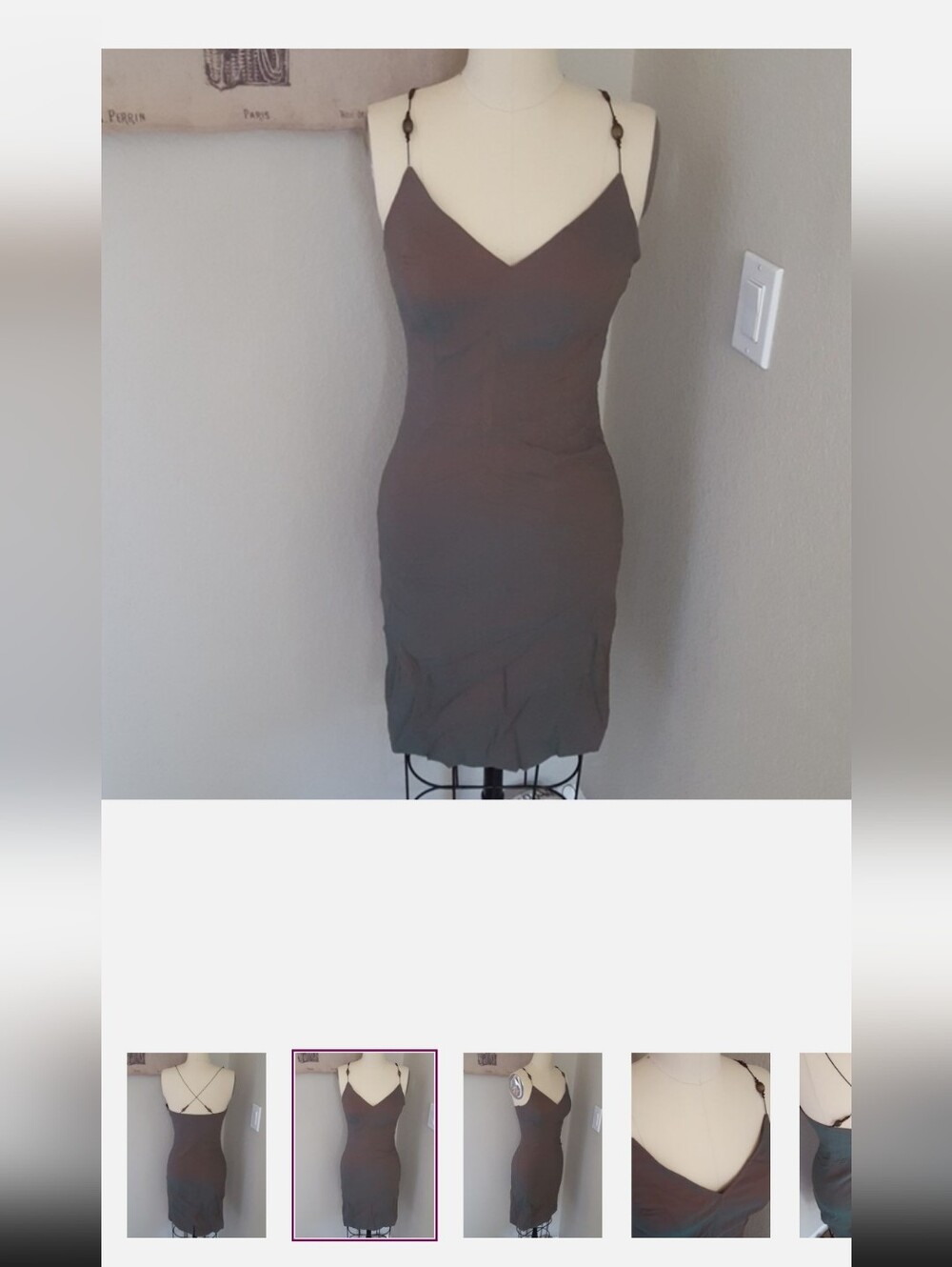 Rare Vintage 90's Beaded Strap Irridescent Mini Dress